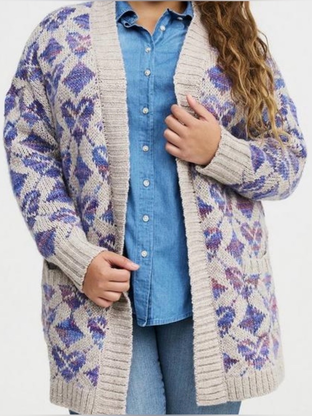 NWT Torrid Jacquard Open Front Cardigan Hearts Pattern